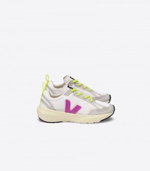 Kids Veja Canary Elastic Lace Trainers White / Purple KSA | XVF-7338