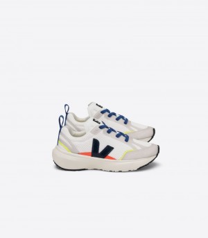 Kids Veja Canary Elastic Laces Alveomesh Trainers White / Navy KSA | NXX-7802