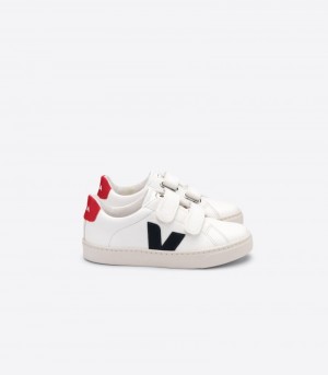 Kids Veja Esplar Chromefree Leather Trainers White / Navy KSA | SEJ-0568