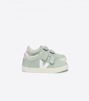 Kids Veja Esplar Nubuck Trainers Light Green / White KSA | TWG-1555