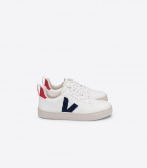 Kids Veja V-10 Laces CWL Trainers White / Deep Blue KSA | CUU-0375