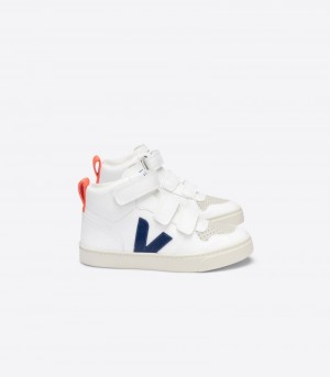 Kids Veja V-10 Mid CWL Trainers White / Deep Blue / Orange KSA | RPT-2515