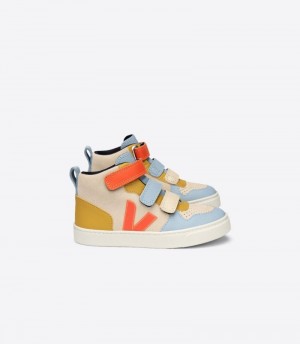 Kids Veja V-10 Mid Suede Veja X Make My Trainers Lemon / Beige / Blue KSA | MHD-3272