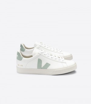 Mens Veja Campo Chromefree Trainers White / Light Green KSA | K1GHAT