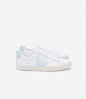 Mens Veja Esplar Leather Trainers White / Light Blue KSA | BAP-8605