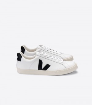 Mens Veja Esplar Leather Trainers White / Black KSA | ZWM-9738