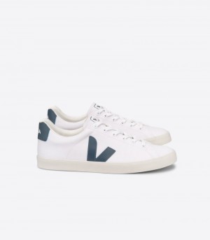 Mens Veja Esplar Se Canvas Trainers White / Dark Green KSA | UYU-4971