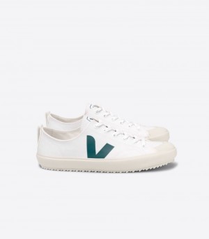 Mens Veja Nova Canvas Trainers White / Green KSA | CWN-5284