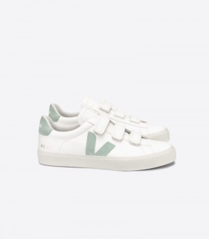 Mens Veja Recife Chromefree Leather Trainers White / Light Green KSA | GHV0T1