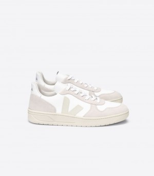 Mens Veja V-10 B-Mesh Trainers White / Beige KSA | AMTZQA