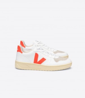 Mens Veja V-10 CWL Trainers White / Orange KSA | BV1PLE