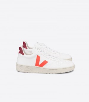 Mens Veja V-10 CWL Trainers White / Orange KSA | 13SCKR