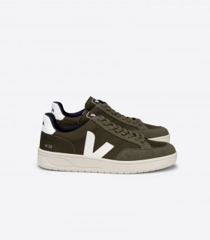 Mens Veja V-12 Vegan B-Mesh Trainers Olive / White KSA | TBK3HR