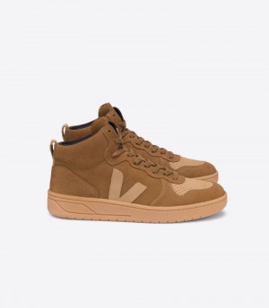 Mens Veja V-15 Nubuck Trainers Brown KSA | 6UZC5E