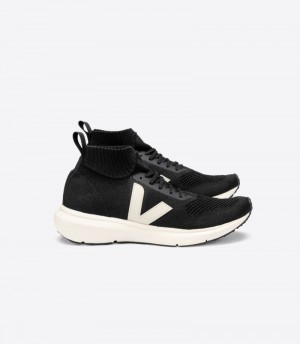 Mens Veja V-knit Veja X Rick Owens Mid Trainers Black / White KSA | XCRGYQ