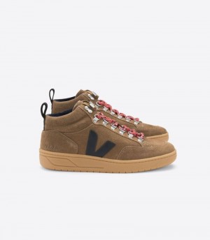 Mens Veja Vstore Roraima Suede Trainers Brown / Black / Red KSA | 2PYO1T