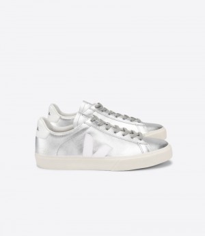 Womens Veja Campo Chromefree Trainers Silver / White KSA | ML1IY3