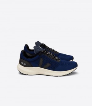 Womens Veja Marlin Lt V-knit Trainers Black / Dark Blue KSA | 909AYH