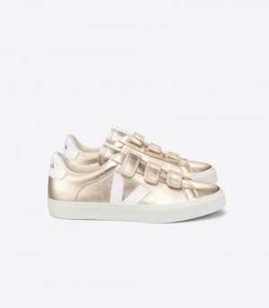 Womens Veja Recife Chromefree Leather Trainers Gold / White KSA | KI6SA6