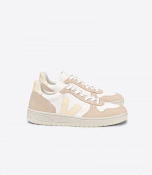 Womens Veja V-10 Alveomesh Trainers White / Beige KSA | WT3560