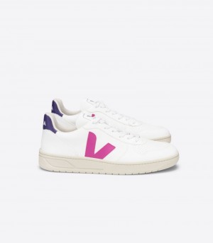 Womens Veja V-10 CWL Trainers White / Purple KSA | R2NA1Q