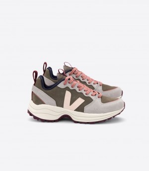 Womens Veja Venturi Suede Trainers Olive / Grey / Pink KSA | DVO3L9