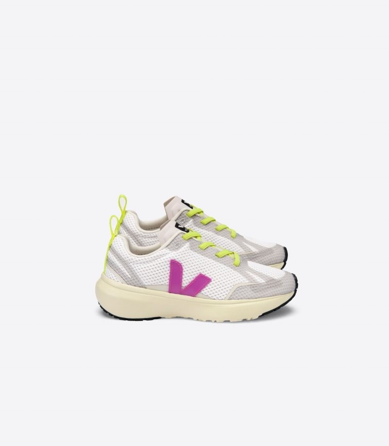 Kids Veja Canary Elastic Lace Trainers White / Purple KSA | XVF-7338