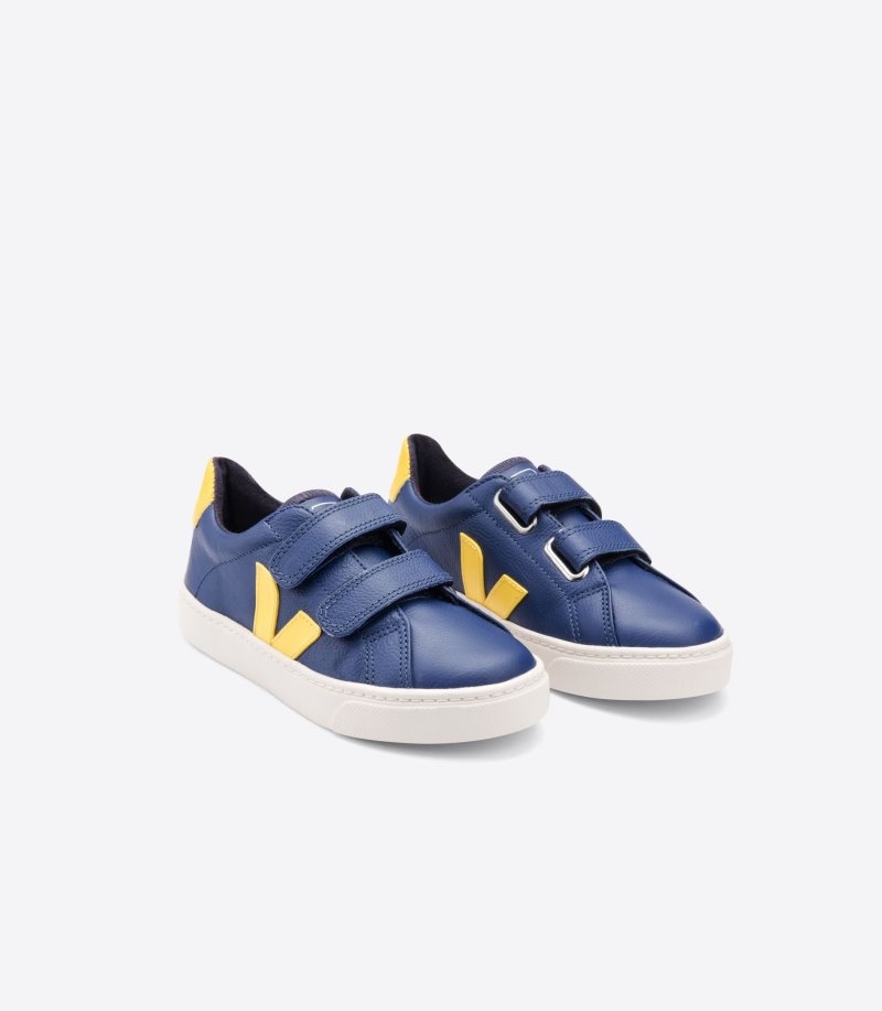 Kids Veja Esplar Chromefree Trainers Deep Blue / Yellow KSA | VBG-6502