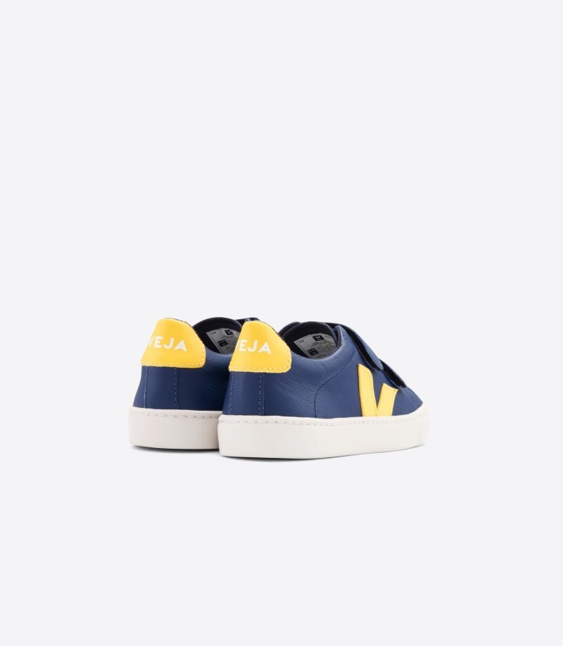 Kids Veja Esplar Chromefree Trainers Deep Blue / Yellow KSA | VBG-6502