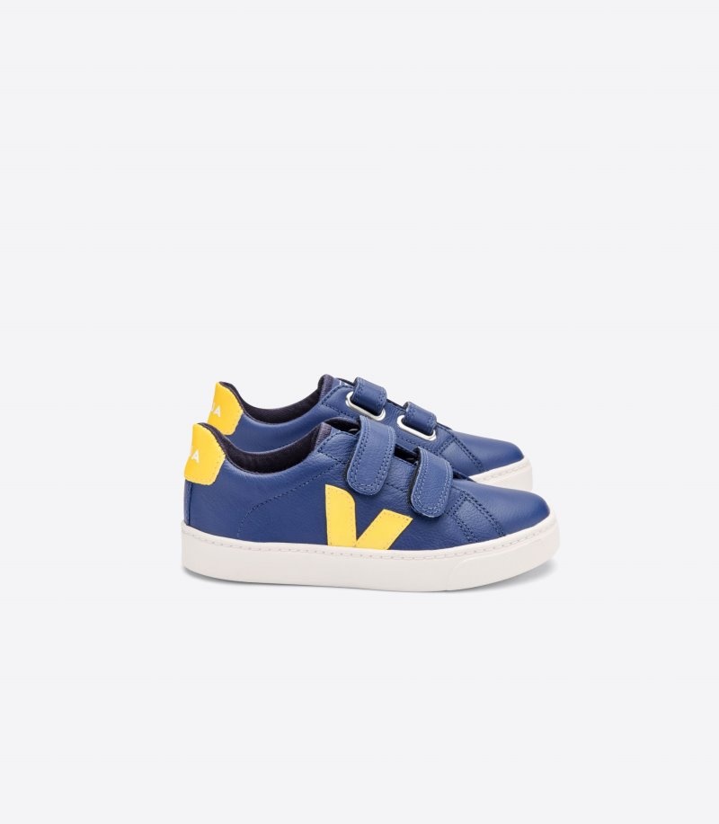 Kids Veja Esplar Chromefree Trainers Deep Blue / Yellow KSA | VBG-6502