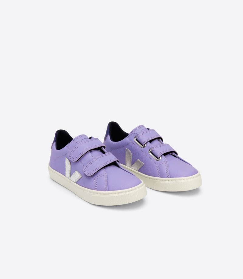 Kids Veja Esplar Chromefree Trainers Purple / Silver KSA | UIB-2836