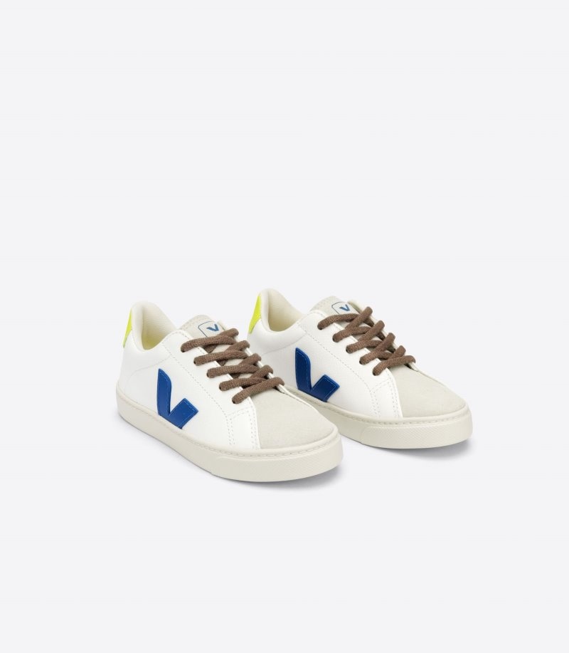 Kids Veja Esplar Laces Chromefree Trainers White / Blue / Yellow KSA | ORZ-2647