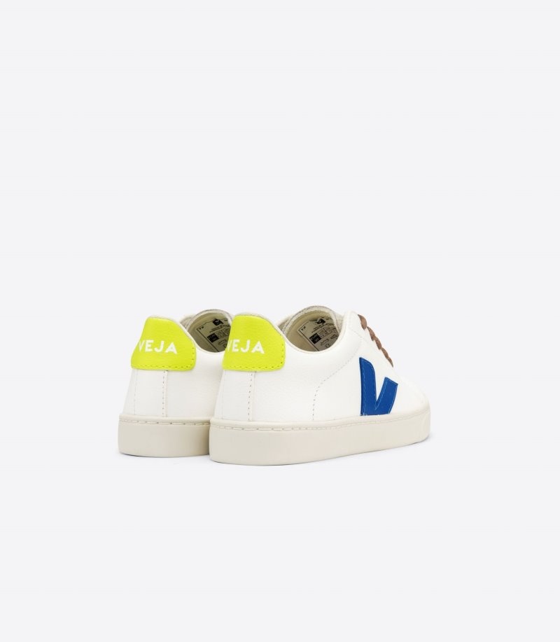 Kids Veja Esplar Laces Chromefree Trainers White / Blue / Yellow KSA | ORZ-2647