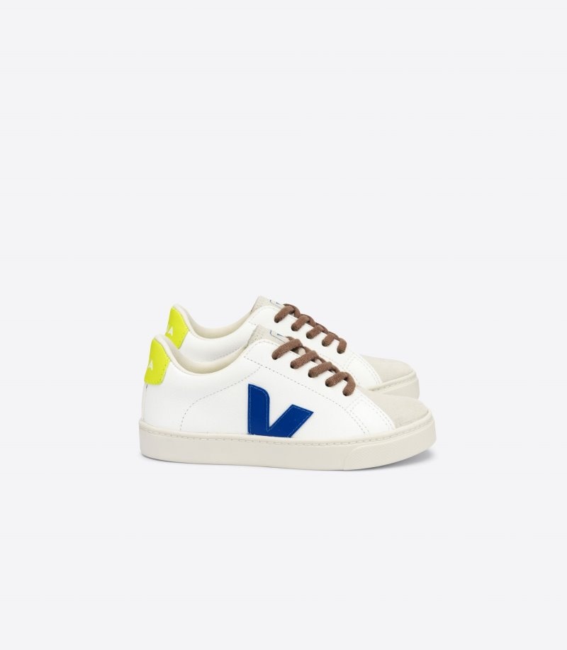 Kids Veja Esplar Laces Chromefree Trainers White / Blue / Yellow KSA | ORZ-2647