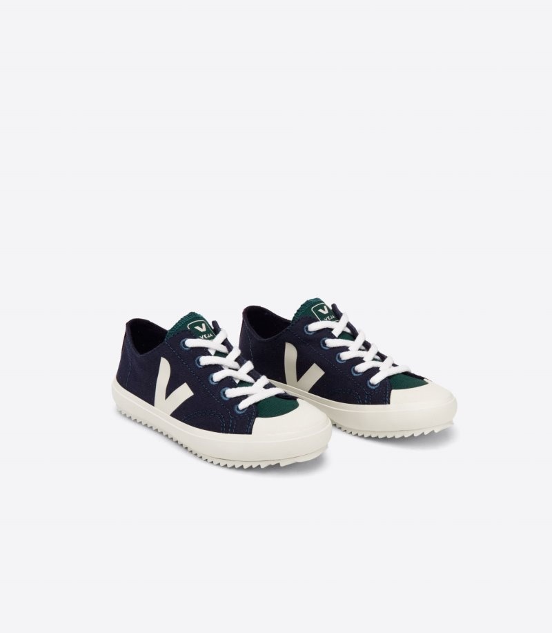 Kids Veja Flip Canvas Trainers Blue / White KSA | IQW-4874