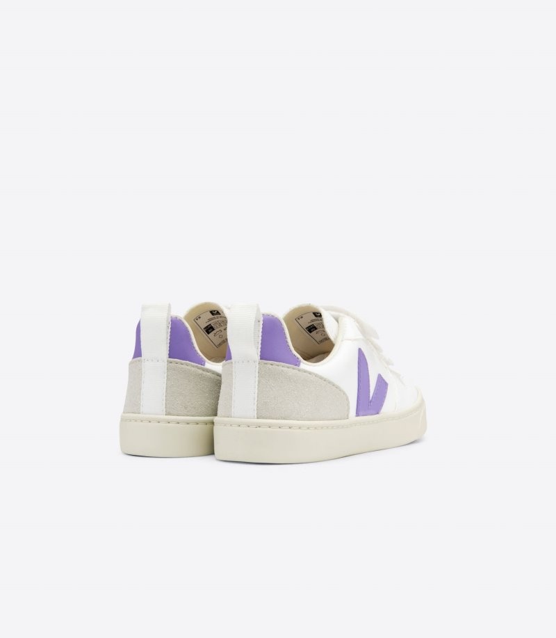 Kids Veja V-10 CWL Trainers White / Purple KSA | CGR-2641