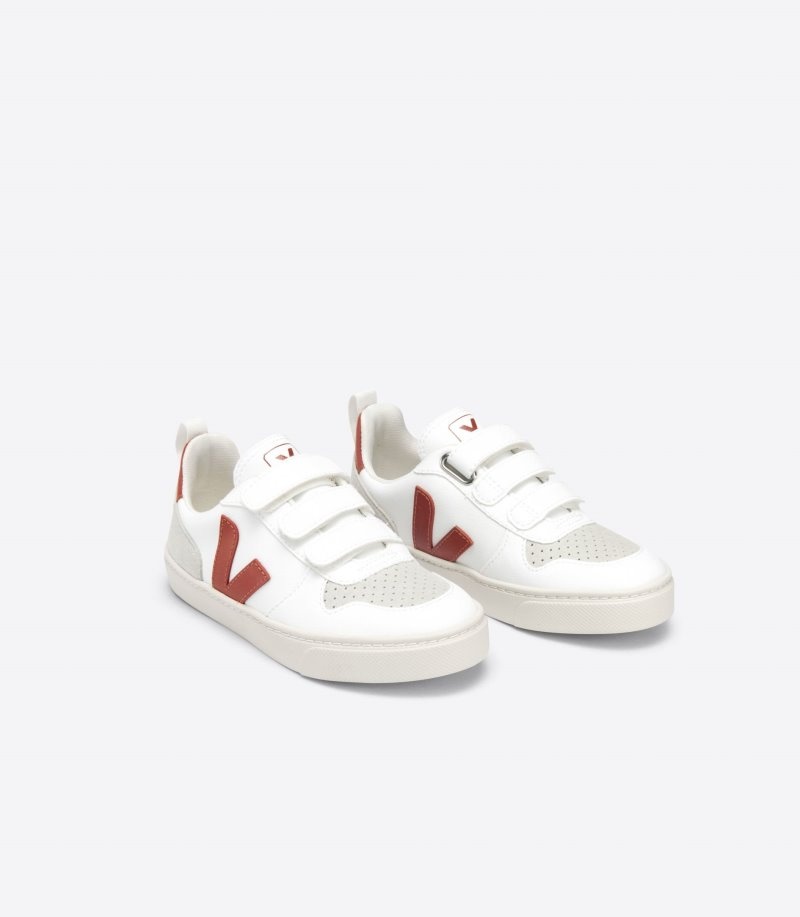 Kids Veja V-10 CWL Trainers White / Red KSA | JAN-1968