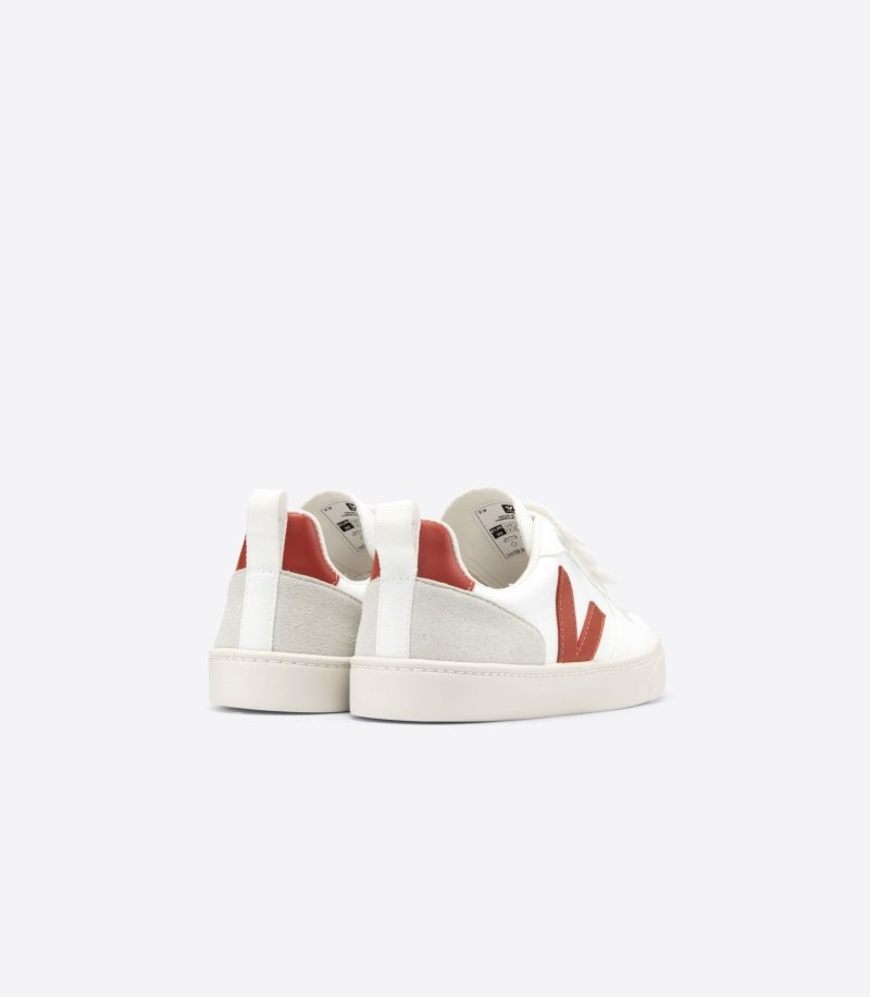 Kids Veja V-10 CWL Trainers White / Red KSA | JAN-1968