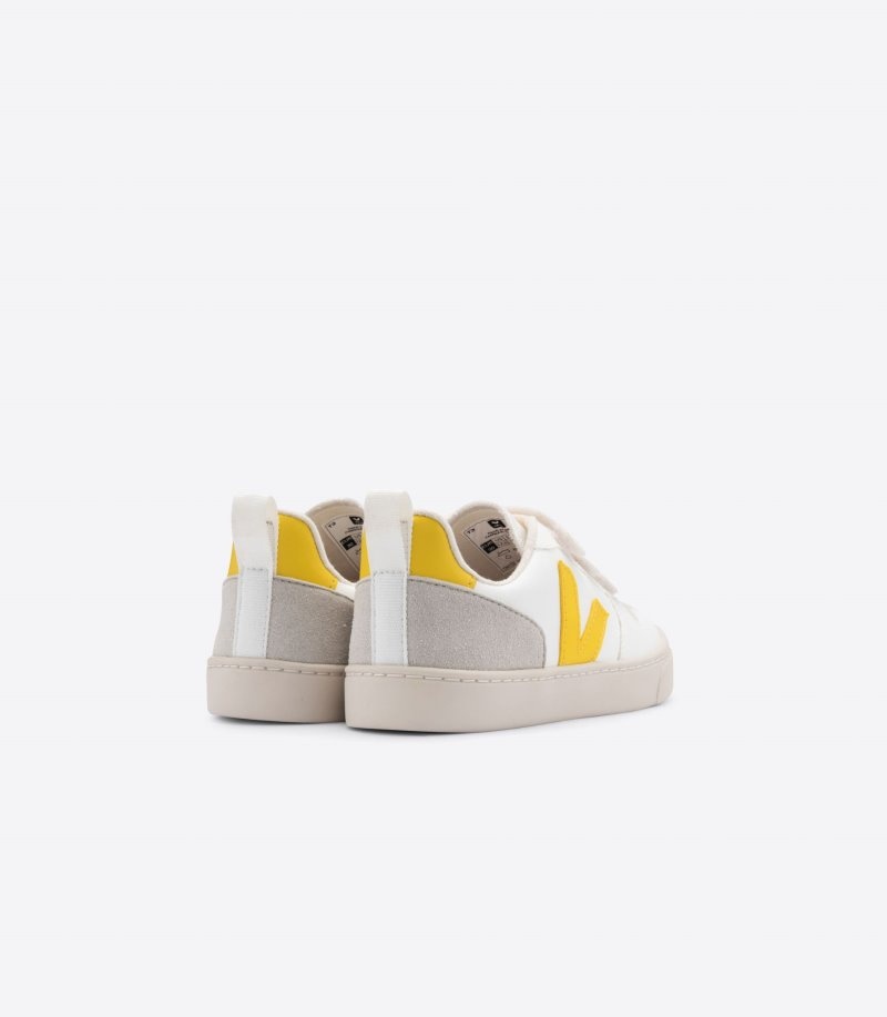 Kids Veja V-10 CWL Trainers White / Yellow KSA | BJA-4610