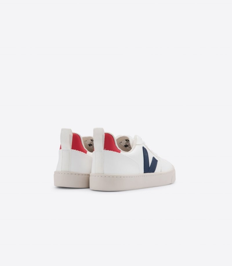 Kids Veja V-10 Laces CWL Trainers White / Deep Blue KSA | CUU-0375