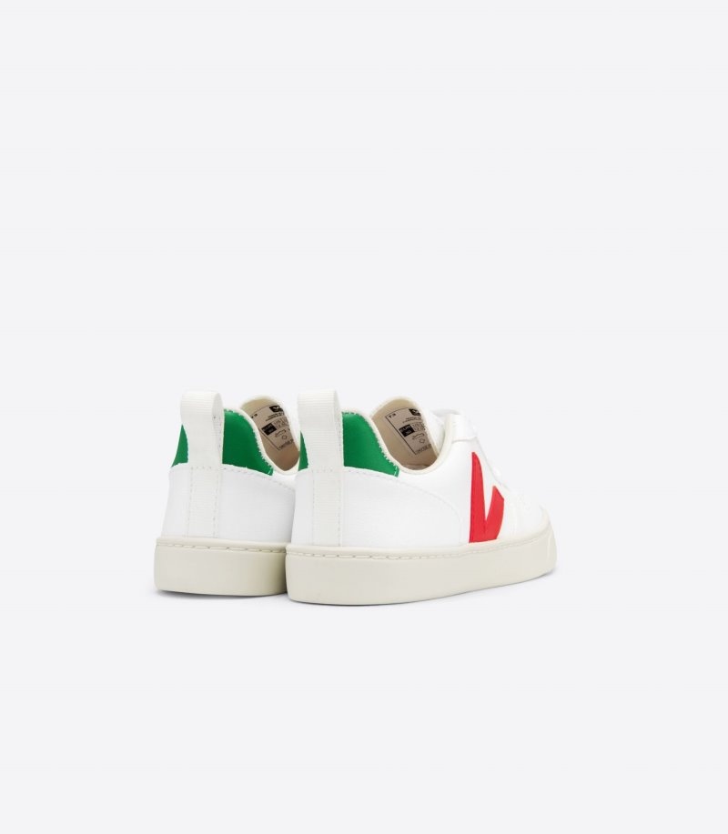 Kids Veja V-10 Laces CWL Trainers White / Red KSA | CQS-1546