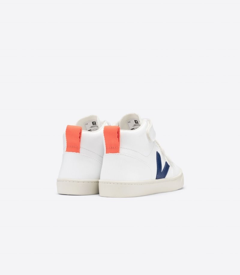 Kids Veja V-10 Mid CWL Trainers White / Deep Blue / Orange KSA | RPT-2515