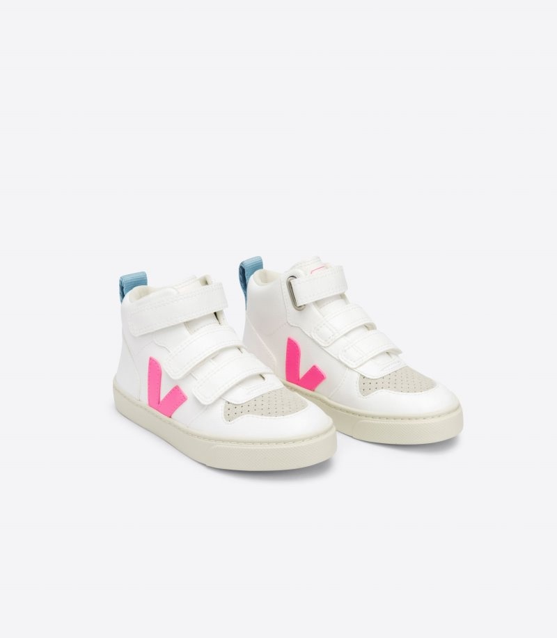 Kids Veja V-10 Mid CWL Trainers White / Rose KSA | IUY-5152