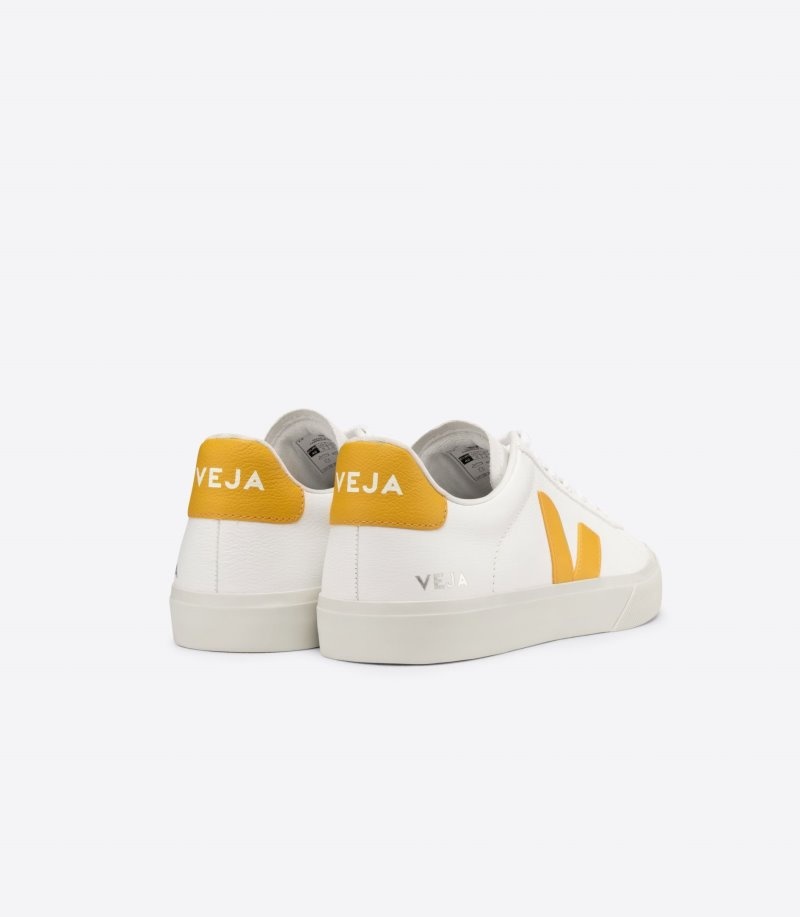 Mens Veja Campo Chromefree Leather Trainers White / Yellow KSA | FCOXOW