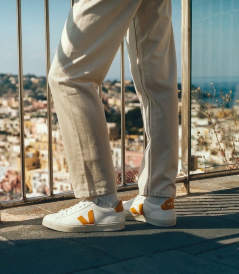 Mens Veja Campo Chromefree Leather Trainers White / Yellow KSA | FCOXOW