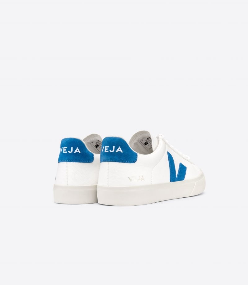 Mens Veja Campo Chromefree Leather Trainers White / Blue KSA | WED4Q6