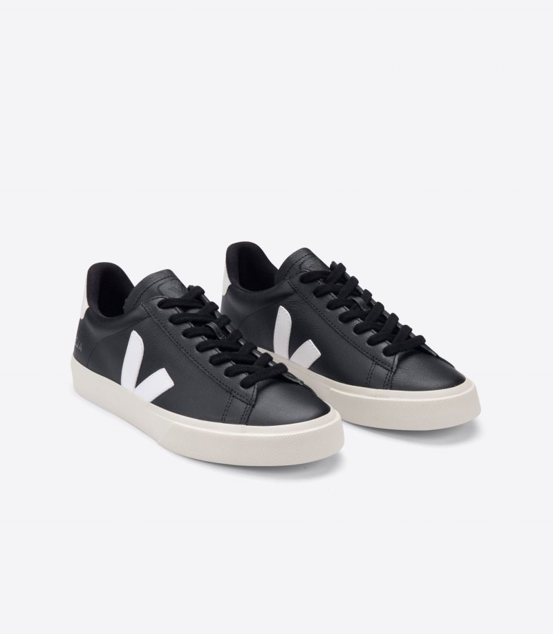 Mens Veja Campo Chromefree Trainers Black / White KSA | CW7ZKU