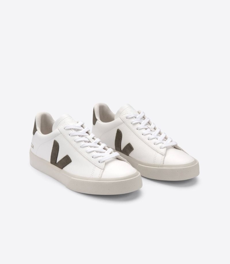 Mens Veja Campo Chromefree Trainers White / Olive KSA | RLQEV8