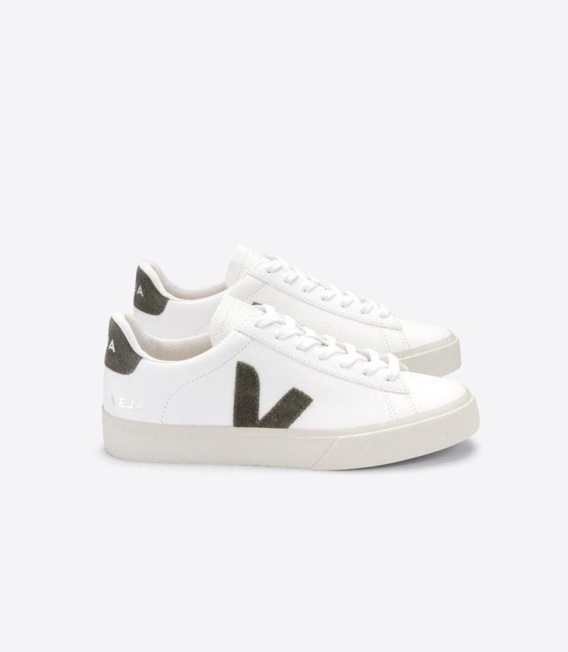 Mens Veja Campo Chromefree Trainers White / Olive KSA | RLQEV8