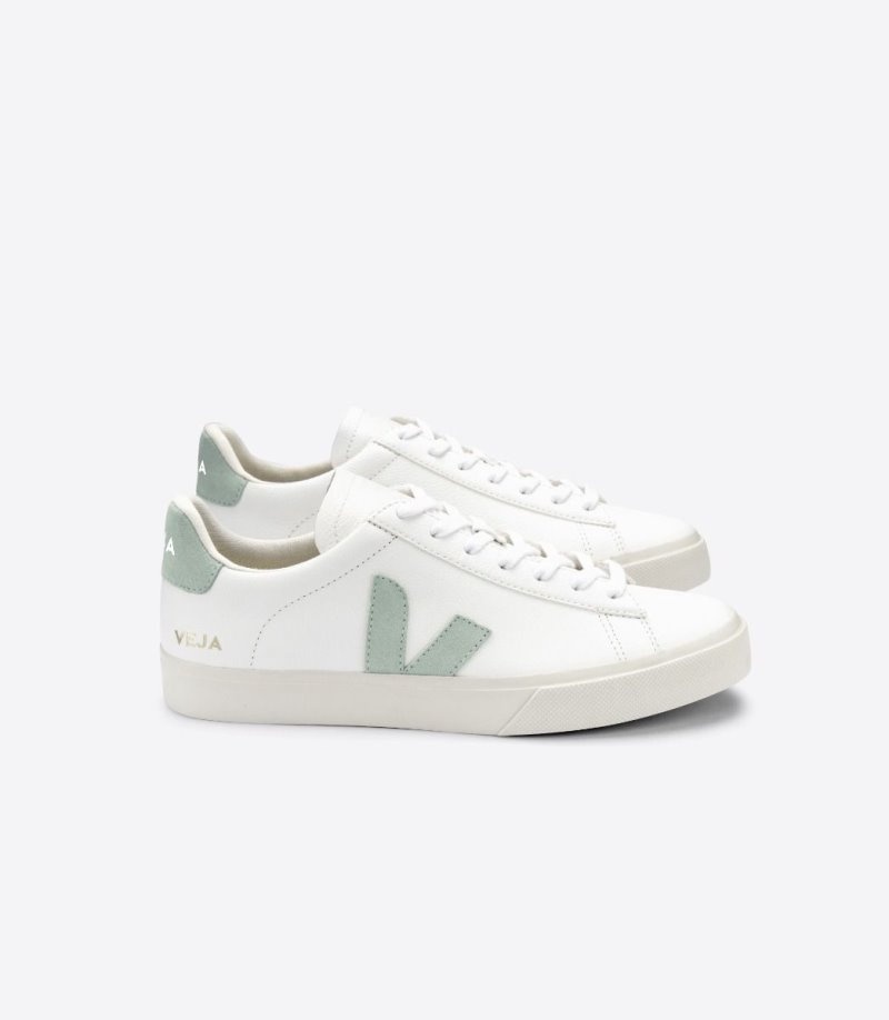 Mens Veja Campo Chromefree Trainers White / Light Green KSA | K1GHAT